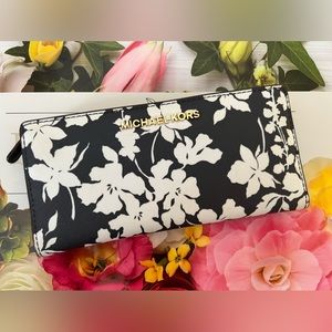 Michael Kors Navy Floral Print Wallet and Credit Card Organizer